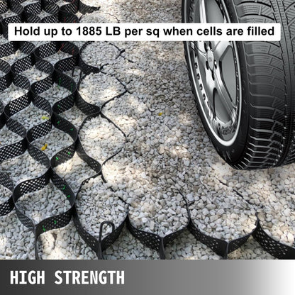 VEVOR Geo Grid Ground Grid 9x17 Ft, Geo Cell Grid 2 Inch Thick, Gravel Grid HDPE Material, Ground Stabilization Grid 1885 LBS Per Sq, Tensile Strength Gravel Ground Grid For Slope Driveways, Garden - Outdoor Chilling
