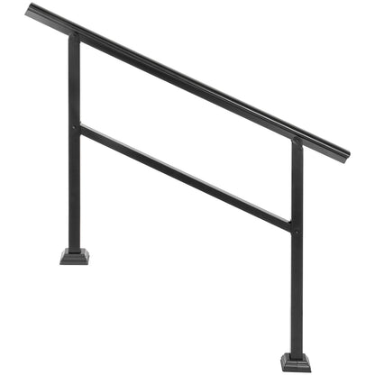 VEVOR Handrail Outdoor Stairs 47.6 X 35.2 Inch Outdoor Handrail Outdoor Stair Railing Adjustable From 0 To 30 Degrees Handrail For Stairs Outdoor Aluminum Black Stair Railing Fit 3-4 Steps