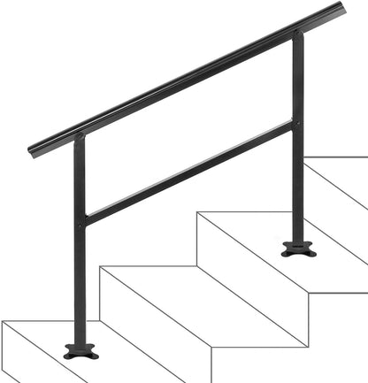 VEVOR Handrail Outdoor Stairs 47.6 X 35.2 Inch Outdoor Handrail Outdoor Stair Railing Adjustable From 0 To 30 Degrees Handrail For Stairs Outdoor Aluminum Black Stair Railing Fit 3-4 Steps