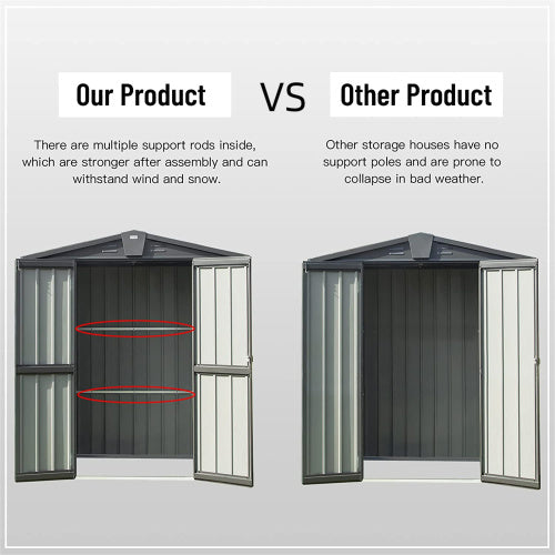 Outdoor Storage Shed 5.7x3 FT, Metal Outside Sheds & Outdoor Storage Galvanized Steel, Tool Shed With Lockable Double Door For Patio, Backyard, Garden, Lawn 5.7x3ft, Dark Gray