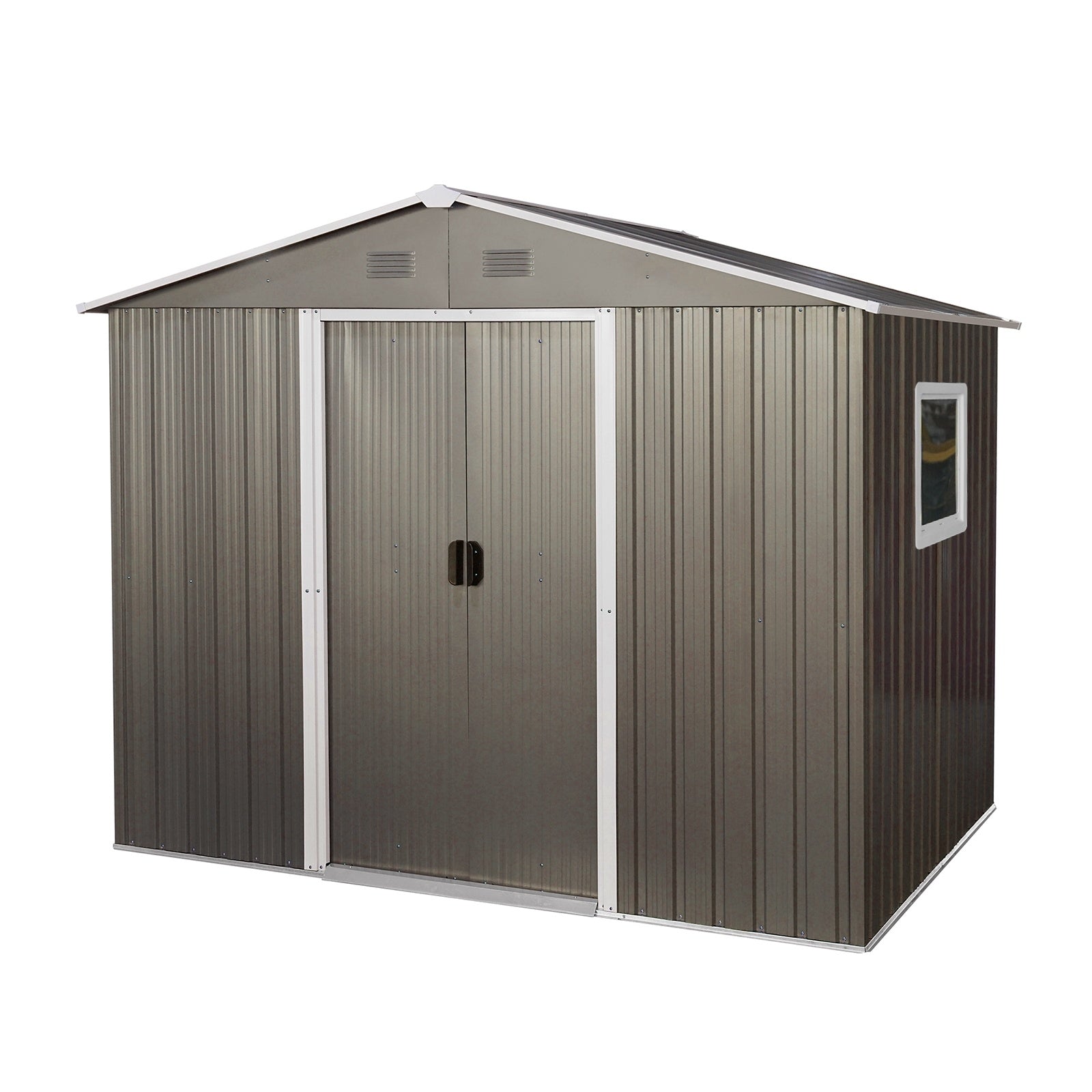 6ft X 8ft Outdoor Metal Storage Shed With Window Grey