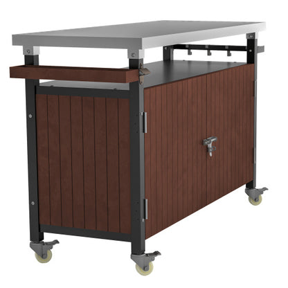 Outdoor Barbecue Cart With Stainless Steel Tabletop