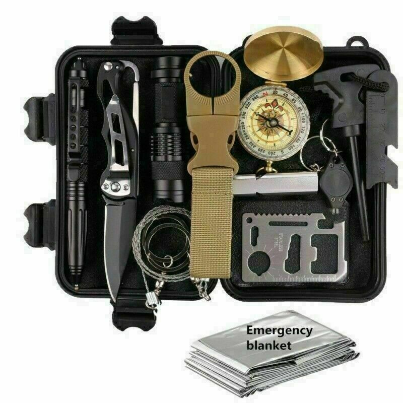 14-In-1 Outdoor Emergency Survival Kit Camping Hiking Tactical Gear Case Set Box - Outdoor Chilling