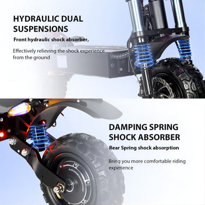 Electric Scooter With Seat, 6000W Power Dual Motor Top Speed 50MPH 60V 35Ah Battery 50 Miles Range, 11 Inch Off-Road Tires For Street Commuting And Limit Offroad - Outdoor Chilling