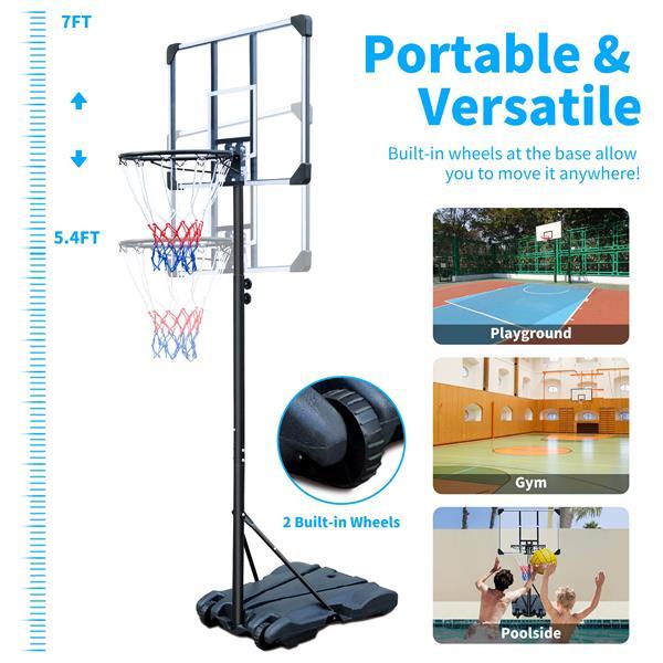 Basketball Stand, Suitable For Indoor And Outdoor Use, Adjustable From 5.6-7 Feet, 32 Inch Backboard With Wheels - Outdoor Chilling