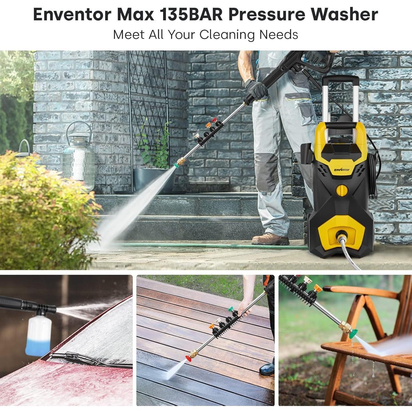 Anvite Electric High Pressure Washer 2300PSI Portable Home Garden High Pressure Cleaner With Four Nozzles And Foam Spray Gun