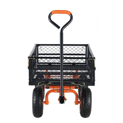 VEVOR Dump Cart, Metal Garden Dump Cart With Easy To Assemble Frame, Dump Wagon With 2-in-1 Convertible Handle, Utility Wheelbarrow 400 Lbs Capacity, 10 Inch Tires - Outdoor Chilling
