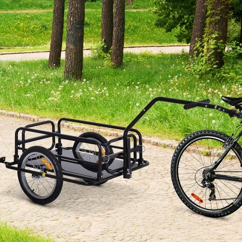 Aosom Bike Cargo Trailer, Bicycle Trailer, Heavy-Duty Bike Wagon Cart, Foldable Compact Storage, With Universal Hitch, 16 Wheels, 88 Lbs. Capacity, Black