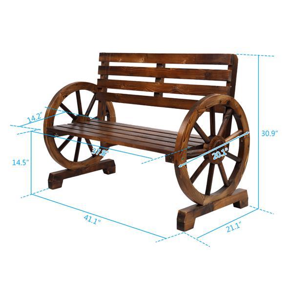 Carbonized Wooden Wheel Bench