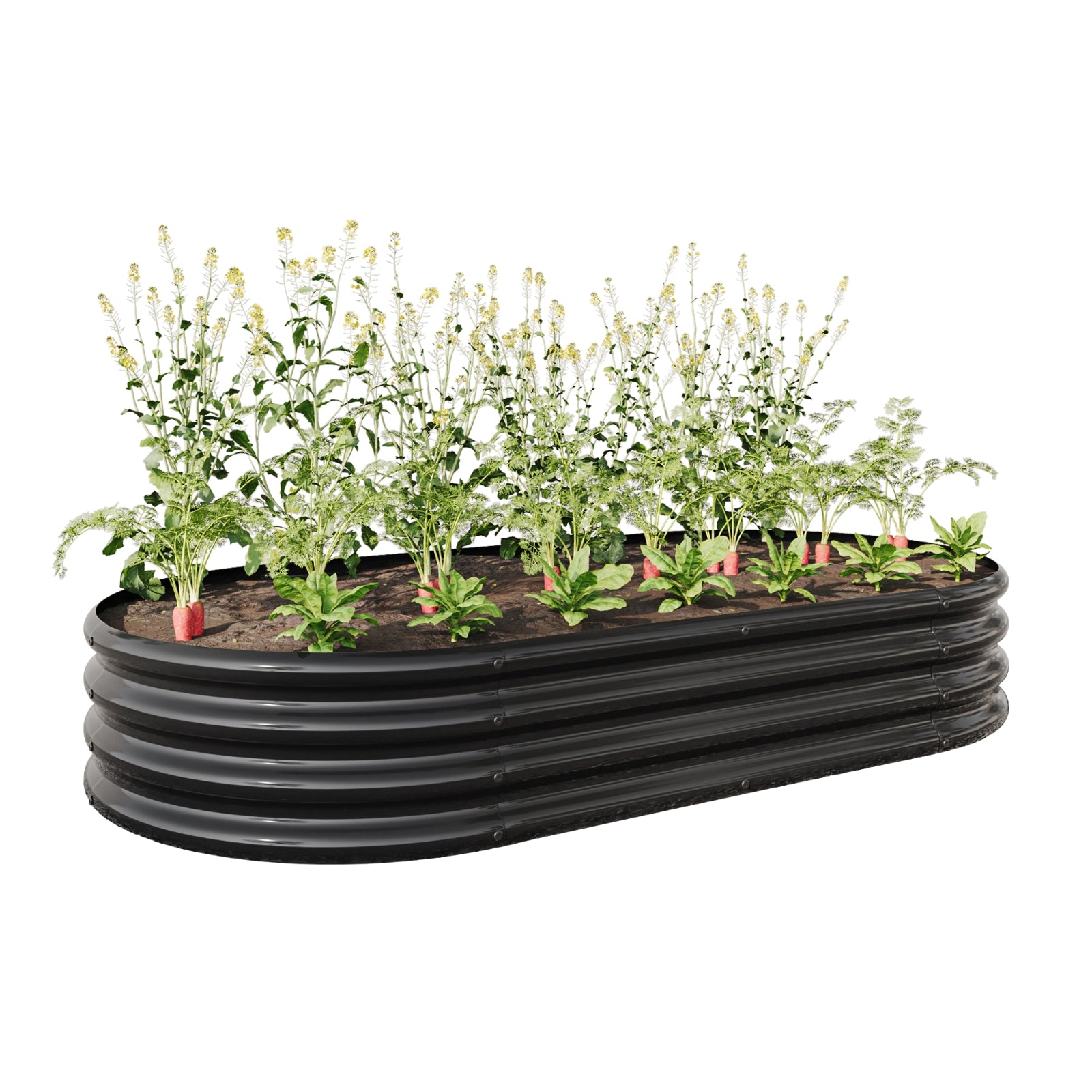 Raised Garden Bed Outdoor, Oval Metal Planter For Plants, Vegetables, Flowers