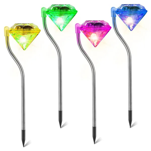 4Pcs Solar Garden Light Outdoor Diamond LED Light IP65 Waterproof - Outdoor Chilling