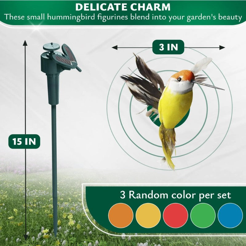 Decorative 3 Pcs Hummingbird Solar Garden Stakes For Yard Decorations Outdoor Cute Design Bright