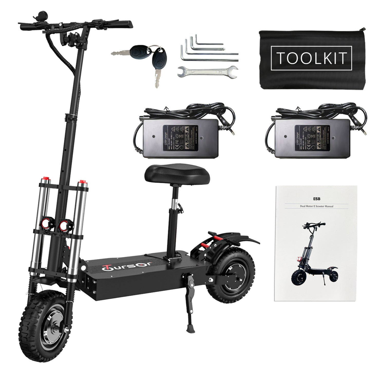 Electric Scooter With Seat, 6000W Power Dual Motor Top Speed 50MPH 60V 35Ah Battery 50 Miles Range, 11 Inch Off-Road Tires For Street Commuting And Limit Offroad - Outdoor Chilling