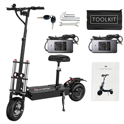 Electric Scooter With Seat, 6000W Power Dual Motor Top Speed 50MPH 60V 35Ah Battery 50 Miles Range, 11 Inch Off-Road Tires For Street Commuting And Limit Offroad - Outdoor Chilling