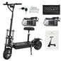 Electric Scooter With Seat, 6000W Power Dual Motor Top Speed 50MPH 60V 35Ah Battery 50 Miles Range, 11 Inch Off-Road Tires For Street Commuting And Limit Offroad - Outdoor Chilling