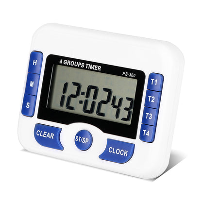 Digital 4‑Channel Independent Group Timer Countdown Magnetic Kitchen Cooking Clock