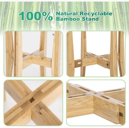 Plant Stand Indoor, Bamboo Plant Shelf, Adjustable Corner Plants Flower Holders Single Floor Plant Stand, Fits 8 To 12 Inches Pots