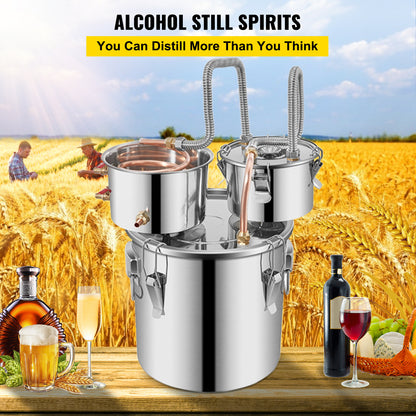 8Gal Home Use Moonshine Still Brewing Stainless Steel Water Wine Alcohol Double Keg