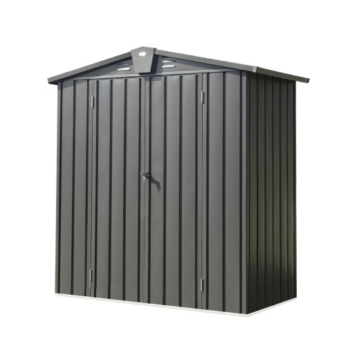 Outdoor Storage Shed 5.7x3 FT, Metal Outside Sheds & Outdoor Storage Galvanized Steel, Tool Shed With Lockable Double Door For Patio, Backyard, Garden, Lawn 5.7x3ft, Dark Gray