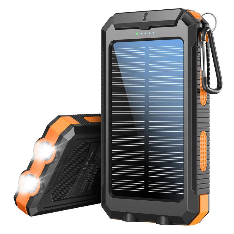 Solar Charger, 8000mAh Portable Solar Power For All Mobile Phones, Waterproof Battery Pack, Outdoor External Backup Power Charger Dual USB 5V Output -LED Flashlight, Perfect For Camping Trips - Outdoor Chilling