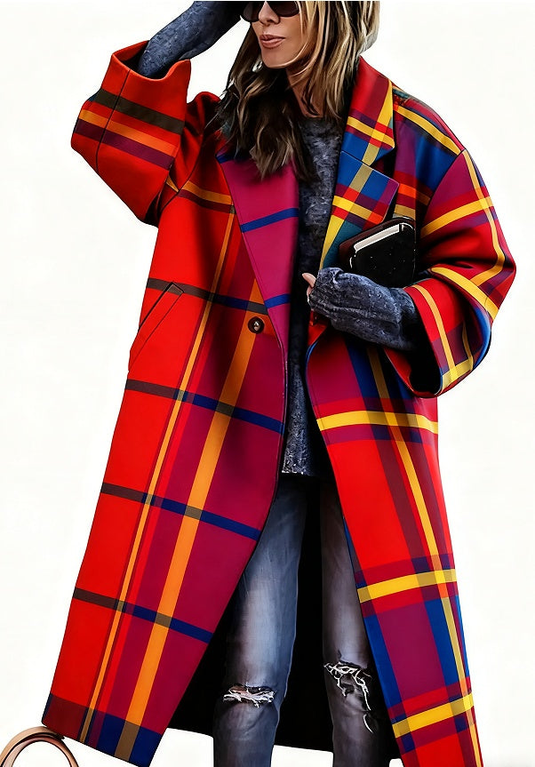 Lady's Multi -color  Long-sleeved  Coat - Outdoor Chilling