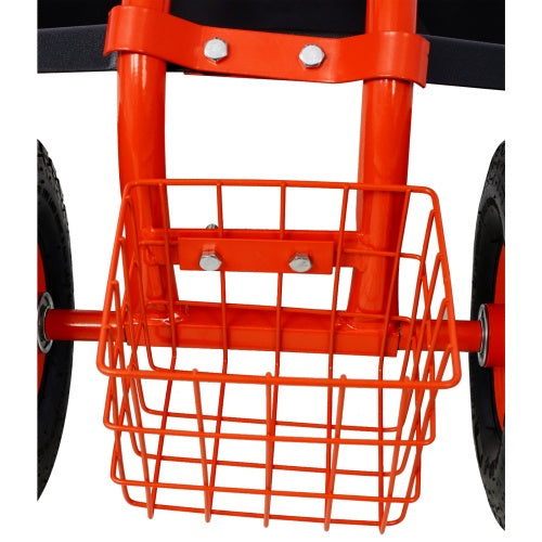 Rolling Garden Scooter Garden Cart Seat With Wheels And Tool Tray, 360 Swivel Seat,Red