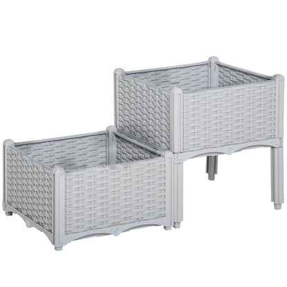 2-Piece Raised Garden Bed With Legs, Self-Watering Planter Box Raised Bed To Grow Flowers - Outdoor Chilling