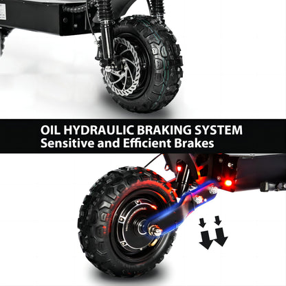 Electric Scooter With Seat, 6000W Power Dual Motor Top Speed 50MPH 60V 35Ah Battery 50 Miles Range, 11 Inch Off-Road Tires For Street Commuting And Limit Offroad - Outdoor Chilling