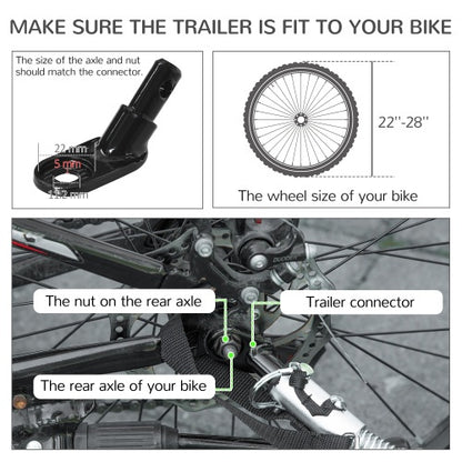Aosom 2 In 1 Bike Trailer, Foldable Dog Bike Stroller With Aluminum Frame, Quick Release Wheels, Safety Leash, Anti-Slip Mat, Hitch Coupler, Reflectors, Flag For Medium Dogs, Green