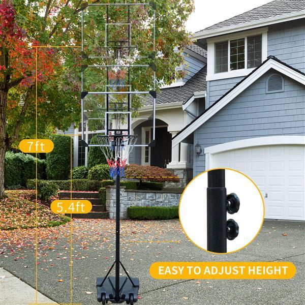 Basketball Stand, Suitable For Indoor And Outdoor Use, Adjustable From 5.6-7 Feet, 32 Inch Backboard With Wheels