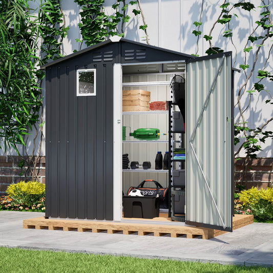 6FT X 4FT Outdoor Garden Shed - Durable, Weather-Resistant Storage With Lockable Hinged Doors And Sloping Roof