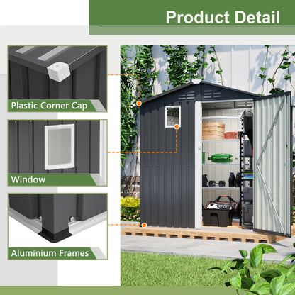 6FT X 4FT Outdoor Garden Shed - Durable, Weather-Resistant Storage With Lockable Hinged Doors And Sloping Roof
