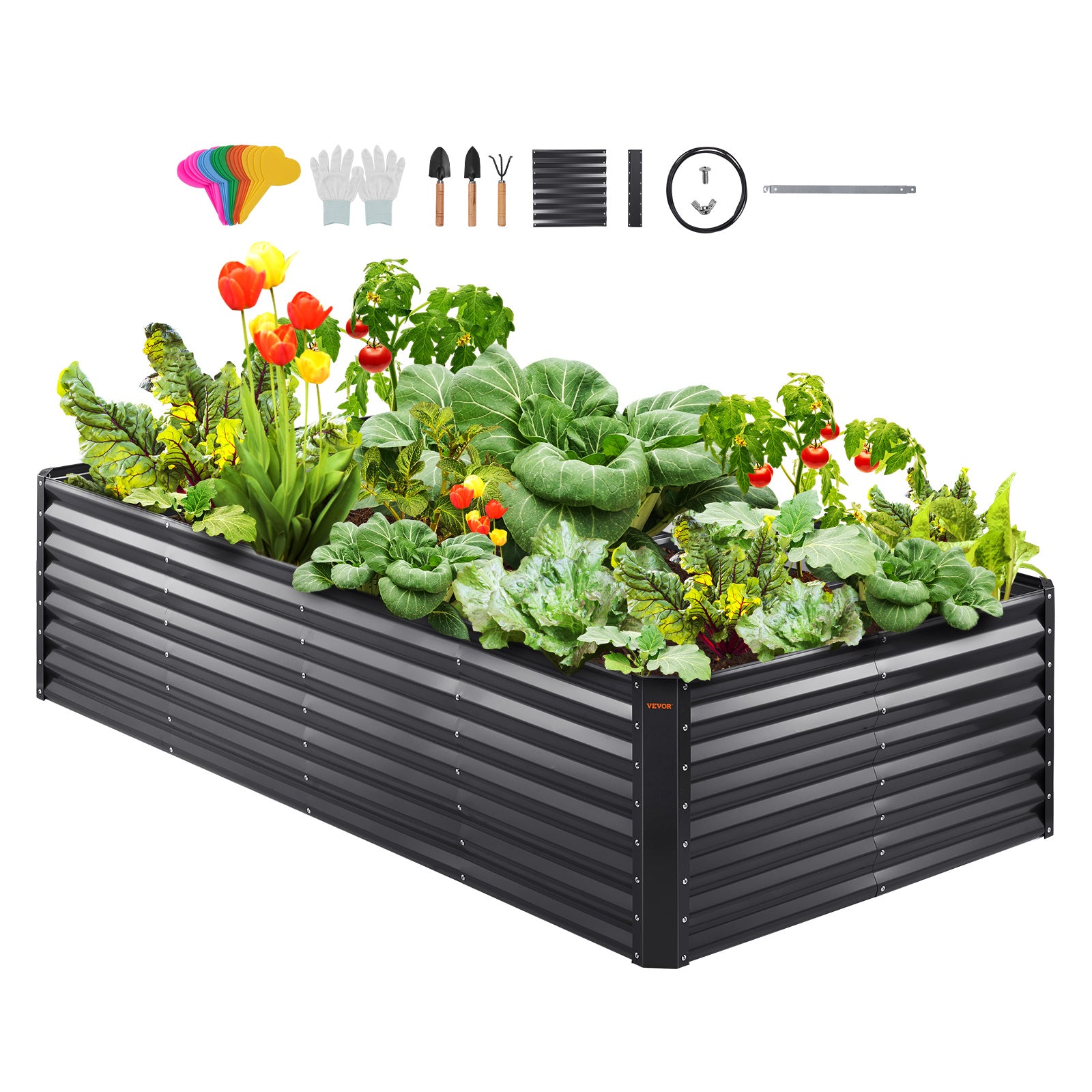 VEVOR Galvanized Raised Garden Bed Planter Box 94.5x47.2x23.6inch Flower Vegetable - Outdoor Chilling