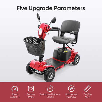 4-wheel Electric Scooter With Basket And Extended Battery - Outdoor Chilling