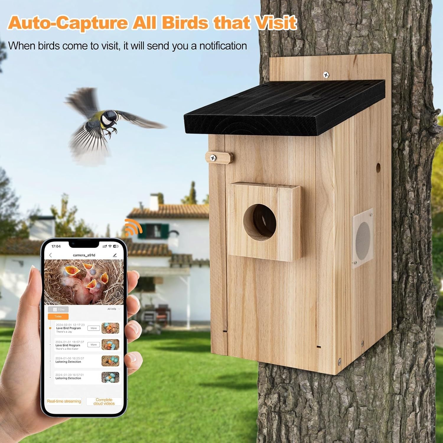 Smart Bird House With Camera,3MP Birdhouse Camera For Outdoors, Auto Capture Bird Videos & Motion Detection, Watch Bird Nesting & Hatching In Real Time, DIY Ideal Gift
