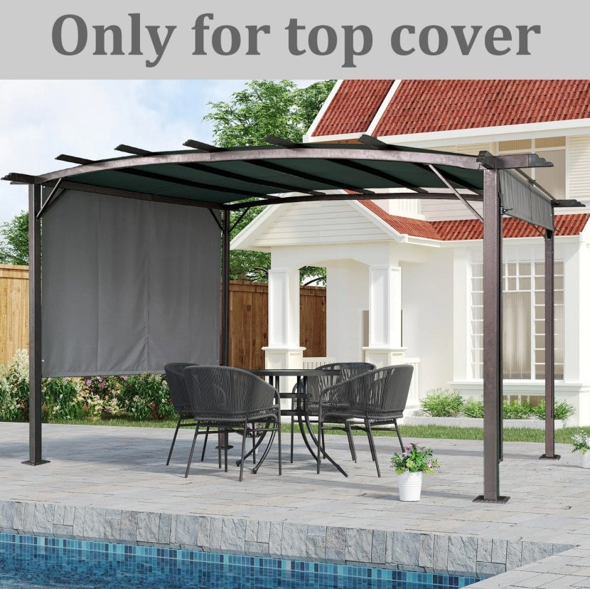 Universal Canopy Cover Replacement For 12x9 Ft Curved Outdoor Pergola Structure-Grey - Outdoor Chilling