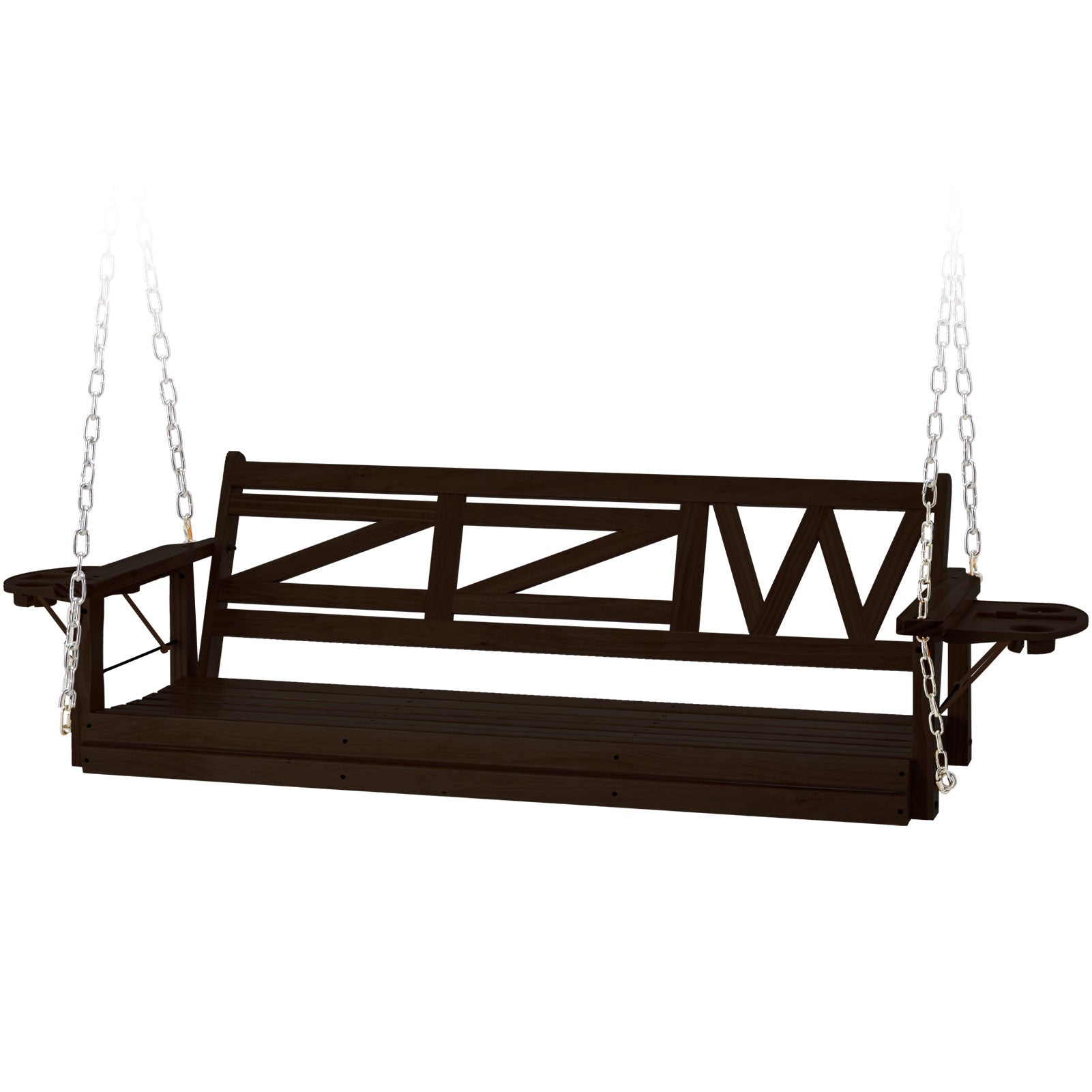 Wooden Outdoor Porch Swing With 3-seat