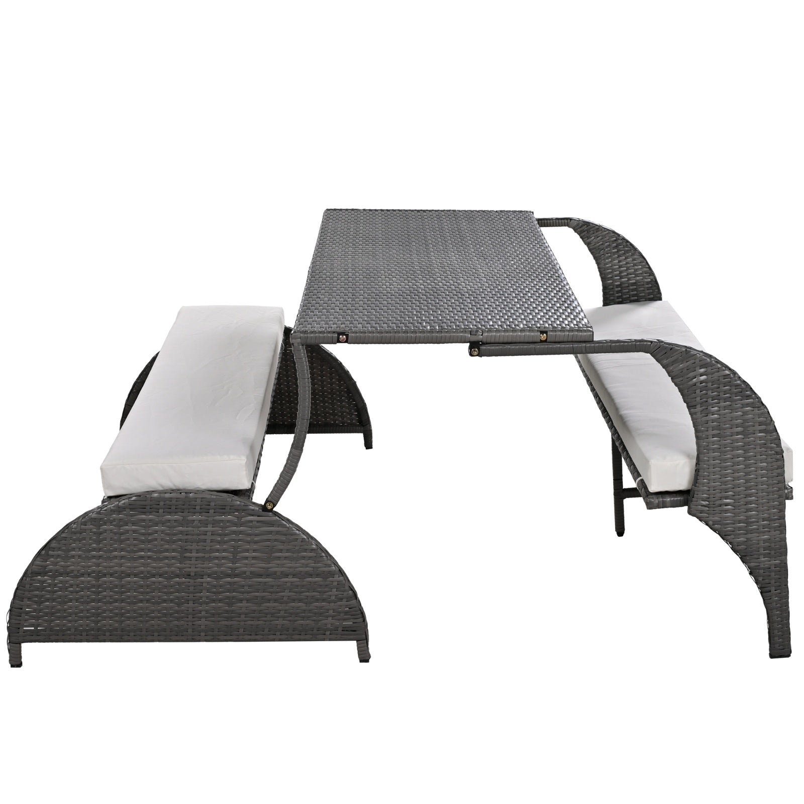 U STYLE Outdoor Loveseat And Convertible To Four Seats And A Table, Suitable For Gardens And Lawns