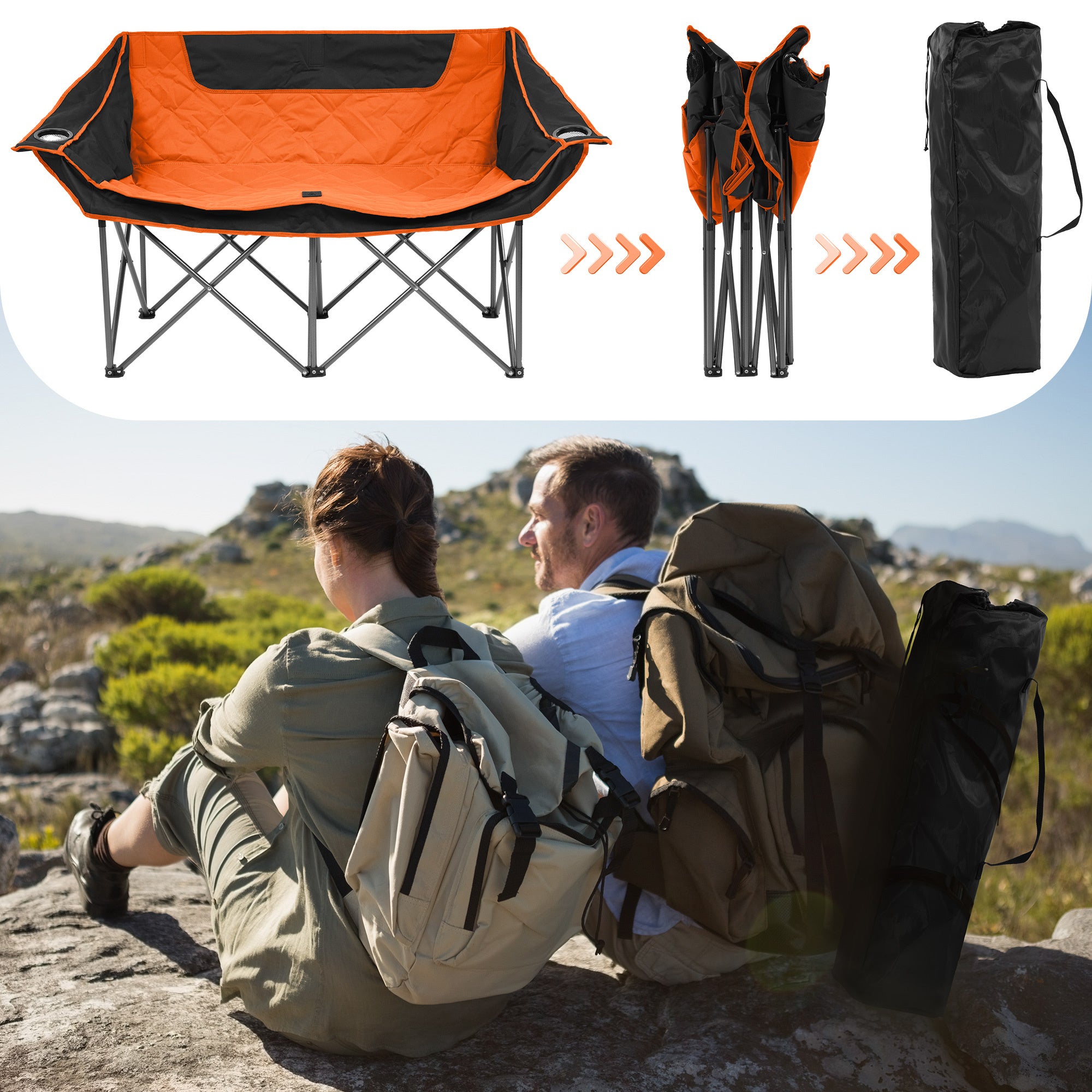 Only Supports Self Pickup  Outdoor Camping Chair, Oversized Recliner With Armrests, Cup Holder And Carrying Bag, Outdoor Heavy Duty Folding Chair