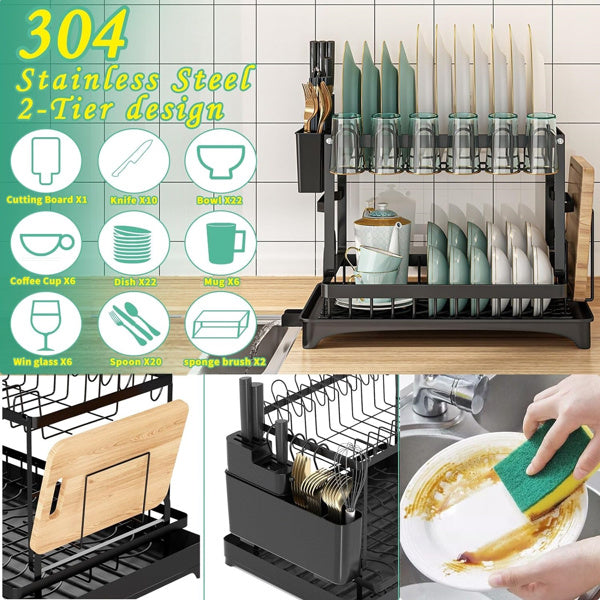 2nd Floor Large Kitchen Counter With Utensil Drying Rack, Equipped With Drainage Board