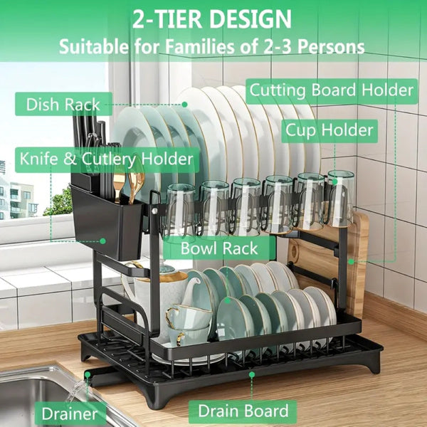 2nd Floor Large Kitchen Counter With Utensil Drying Rack, Equipped With Drainage Board