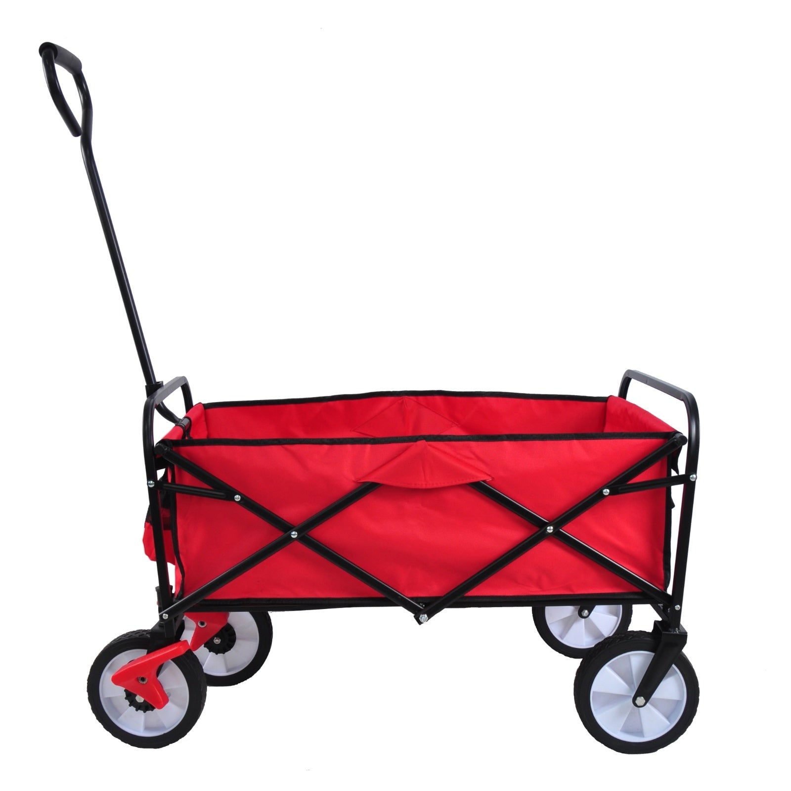 Folding Wagon Garden Shopping Beach Cart  Red