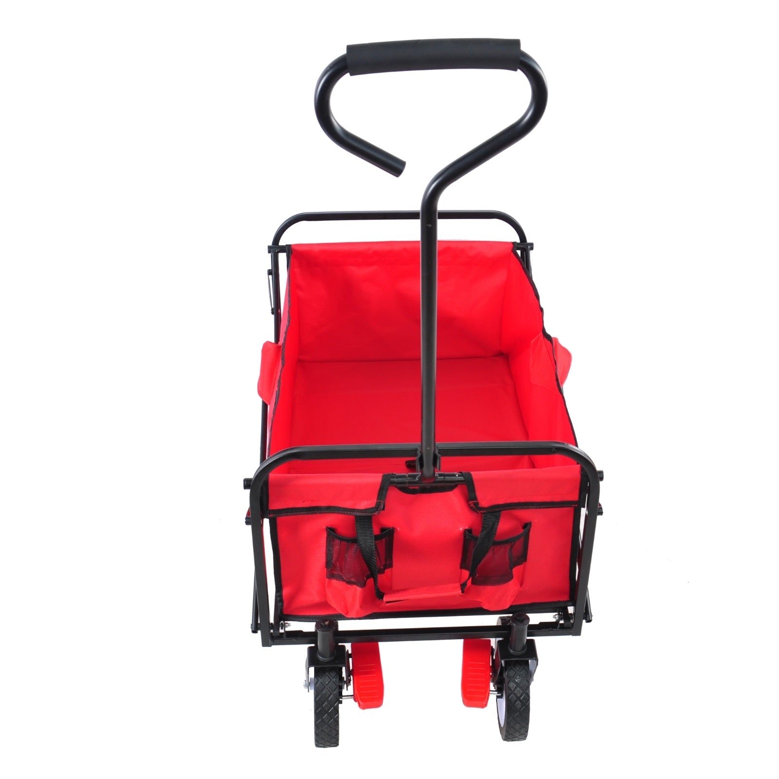 Folding Wagon Garden Shopping Beach Cart  Red