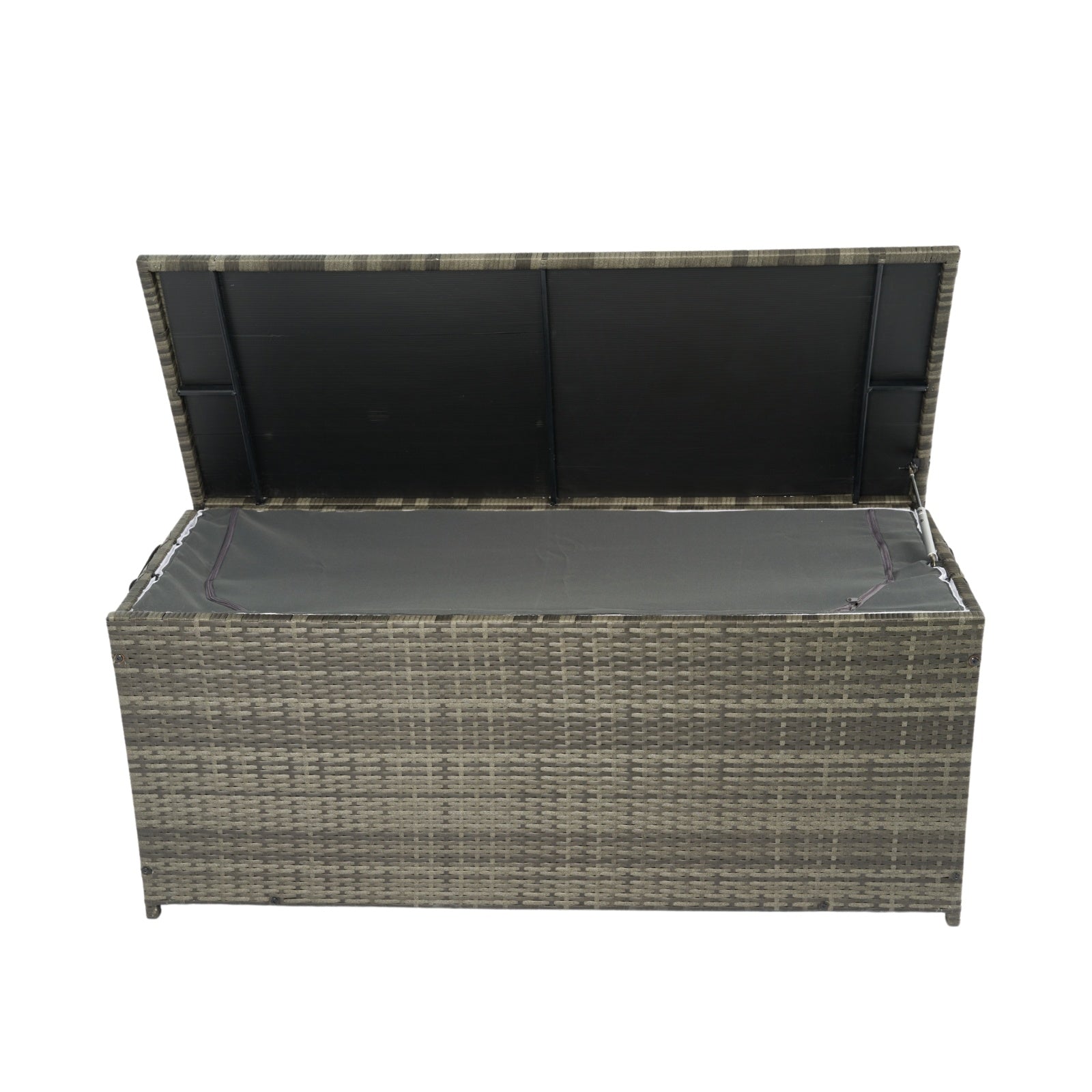 113 Gallon Wicker Patio Deck Box With Lid For Outdoor Cushion Storage