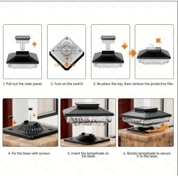 4 Pack Outdoor Solar Post Cap Lights, Cold White IP65 Waterproof For 4x4 5x5 6x6 Wooden Posts In Garden Decor