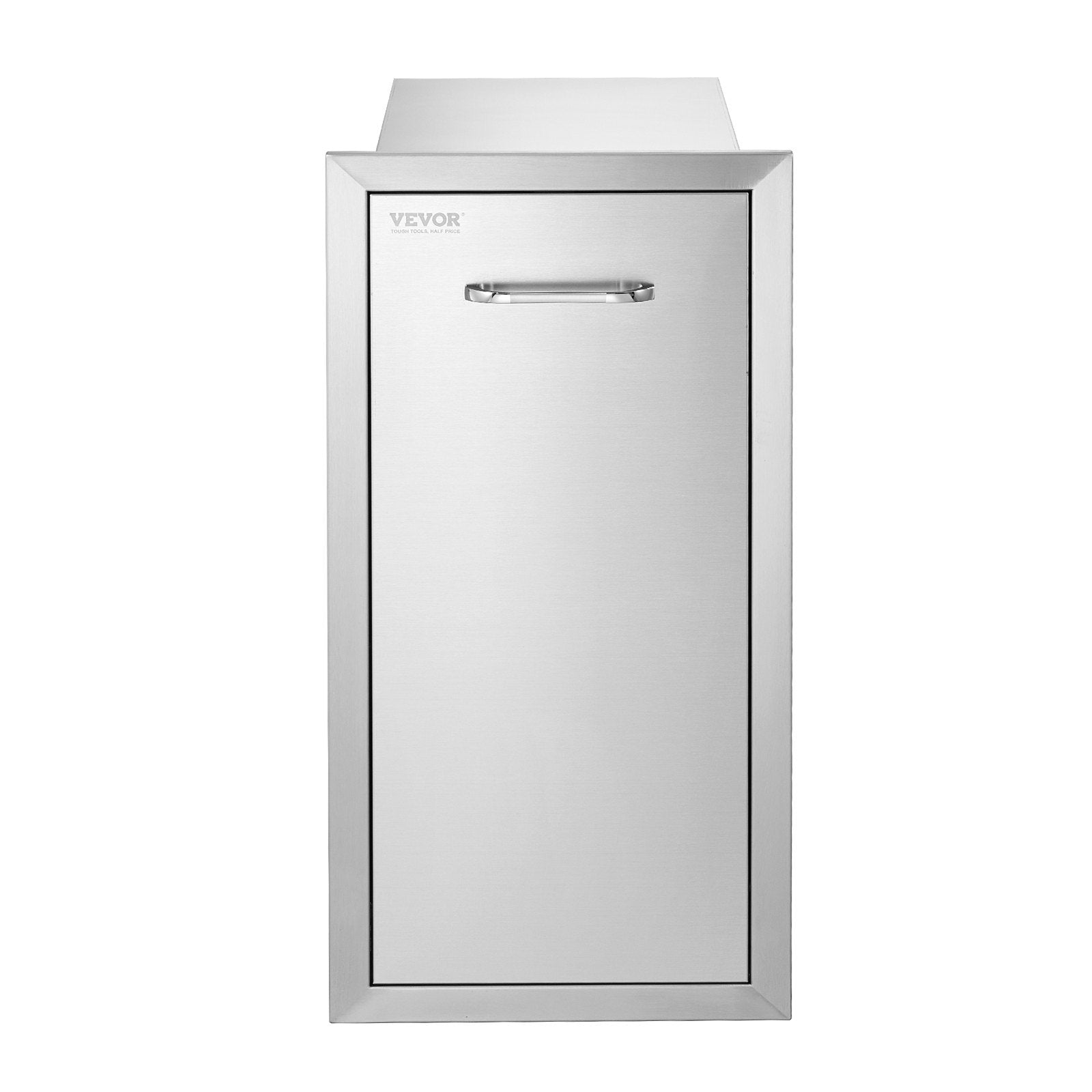 VEVOR Pull Out Trash Drawer 13.4Wx26Hx19.6D Inch Lower Sliding Rails Stainless Steel Roll Out Trash Bin Pull Out Tray Outdoor Kitchen Trash Drawer With Handle For BBQ Island Grill Station