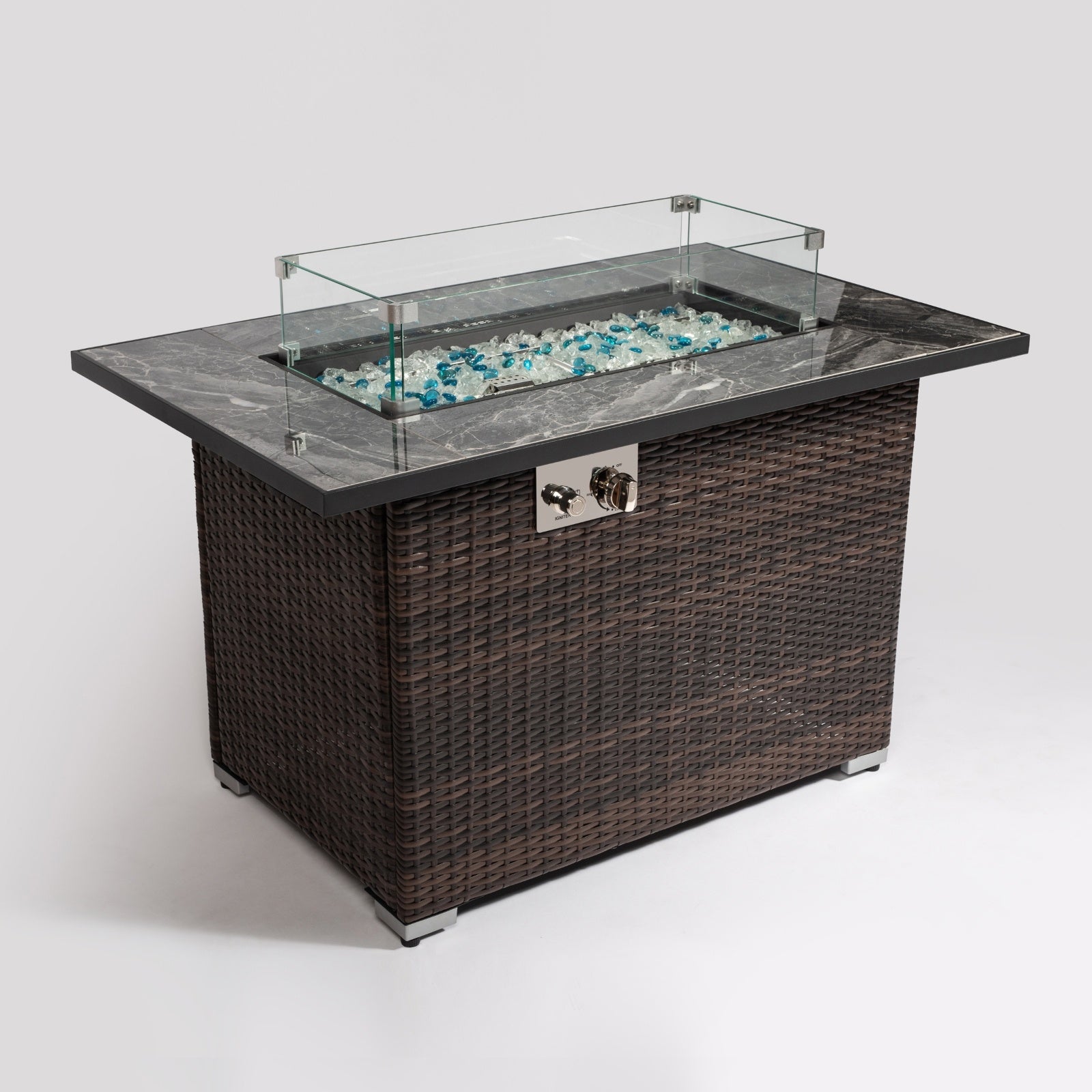 44 Outdoor Propane Fire Pit Table, Ceramic Tabletop Gas Fire Table - Outdoor Chilling