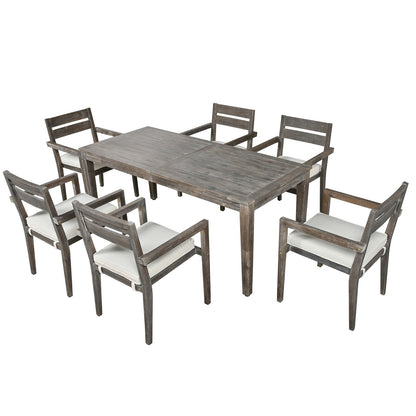 U Style Acacia Wood Outdoor Dining Set For Patio, Balcony,