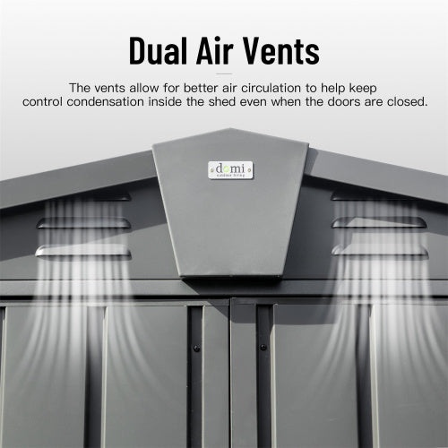 Outdoor Storage Shed 5.7x3 FT, Metal Outside Sheds & Outdoor Storage Galvanized Steel, Tool Shed With Lockable Double Door For Patio, Backyard, Garden, Lawn 5.7x3ft, Dark Gray