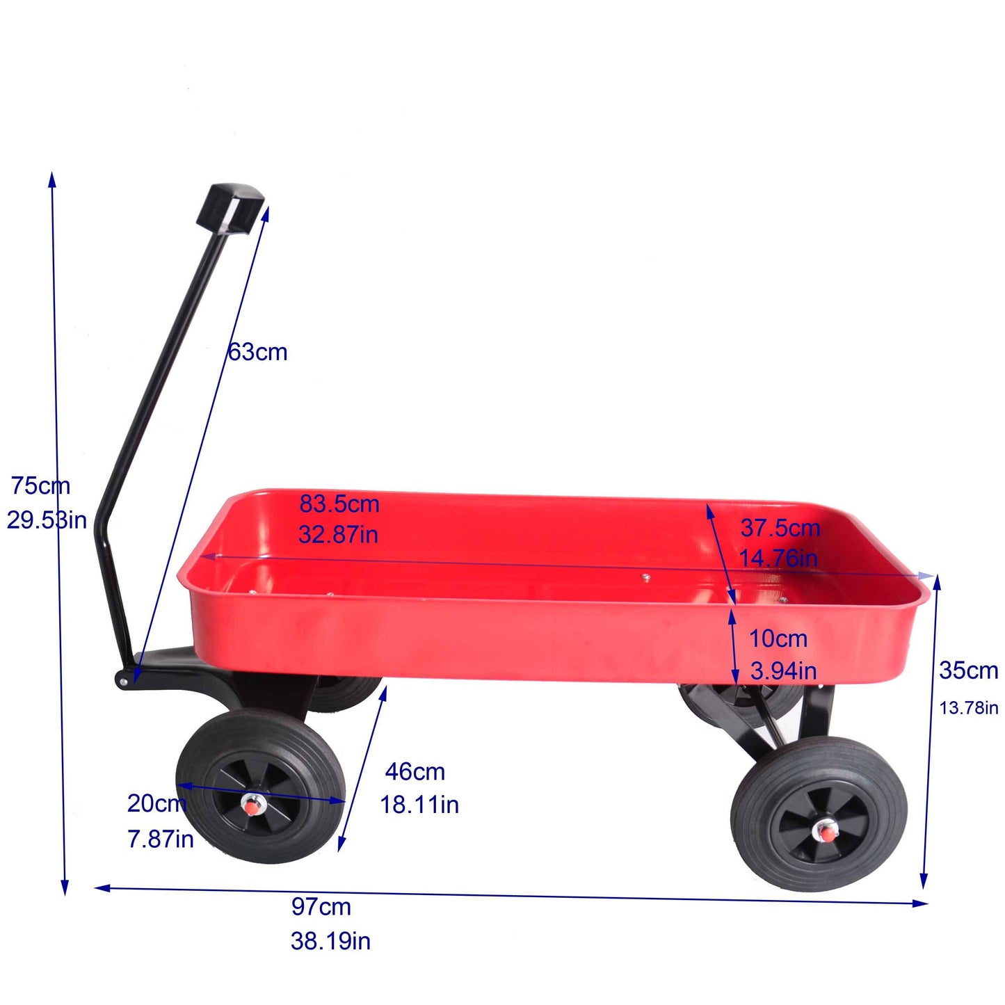 Garden Cart Railing All Terrain Cargo Wagon 280lbs Weight Capacity